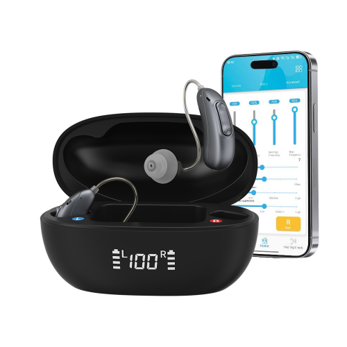 Set Aparate auditive reincarcabile digitale AudiSound 5122, aproape invizibile, conexiune bluetooth, aplicatie smartphone pentru control si personalizare frecvente Set Aparate auditive reincarcabile digitale AudiSound 5122, aproape invizibile, conexiune bluetooth, aplicatie smartphone pentru control si personalizare frecvente