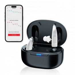 Set aparate auditive digitale reincarcabile cu functie bluetooth Audisound W3, aplicatie smarphone, personalizare frecvente 