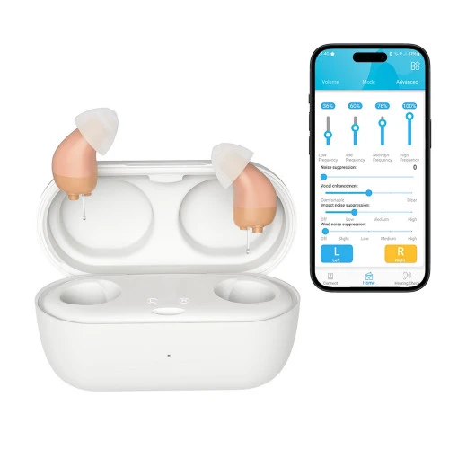 Set Aparate auditive reincarcabile digitale AudiSound 6116E, aproape invizibile, aplicatie smartphone pentru control si personalizare frecvente Set Aparate auditive reincarcabile digitale AudiSound 6116E, aproape invizibile, aplicatie smartphone pentru control si personalizare frecvente